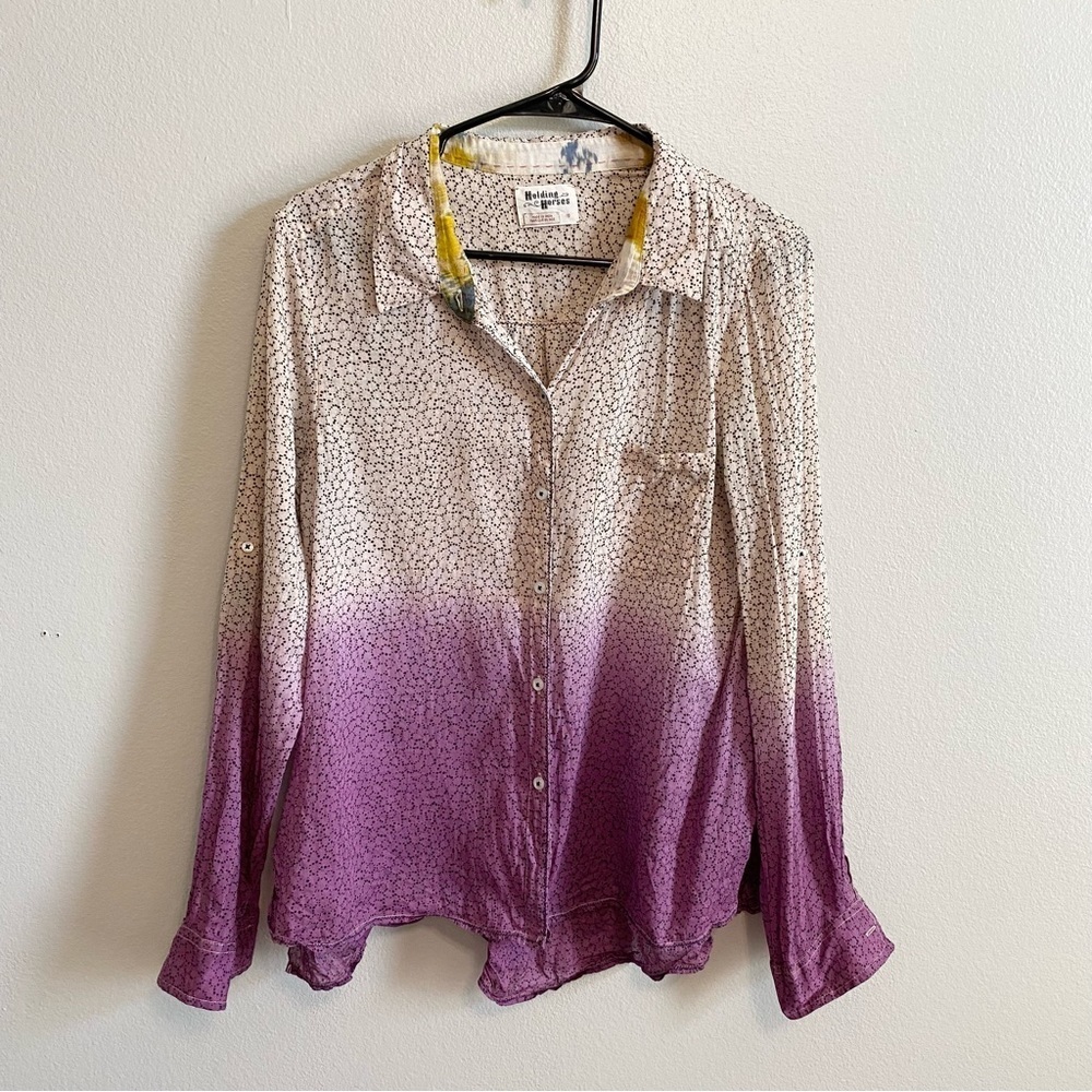 HOLDING HORSES Button Down Ombre Arabel Top Size 10​​